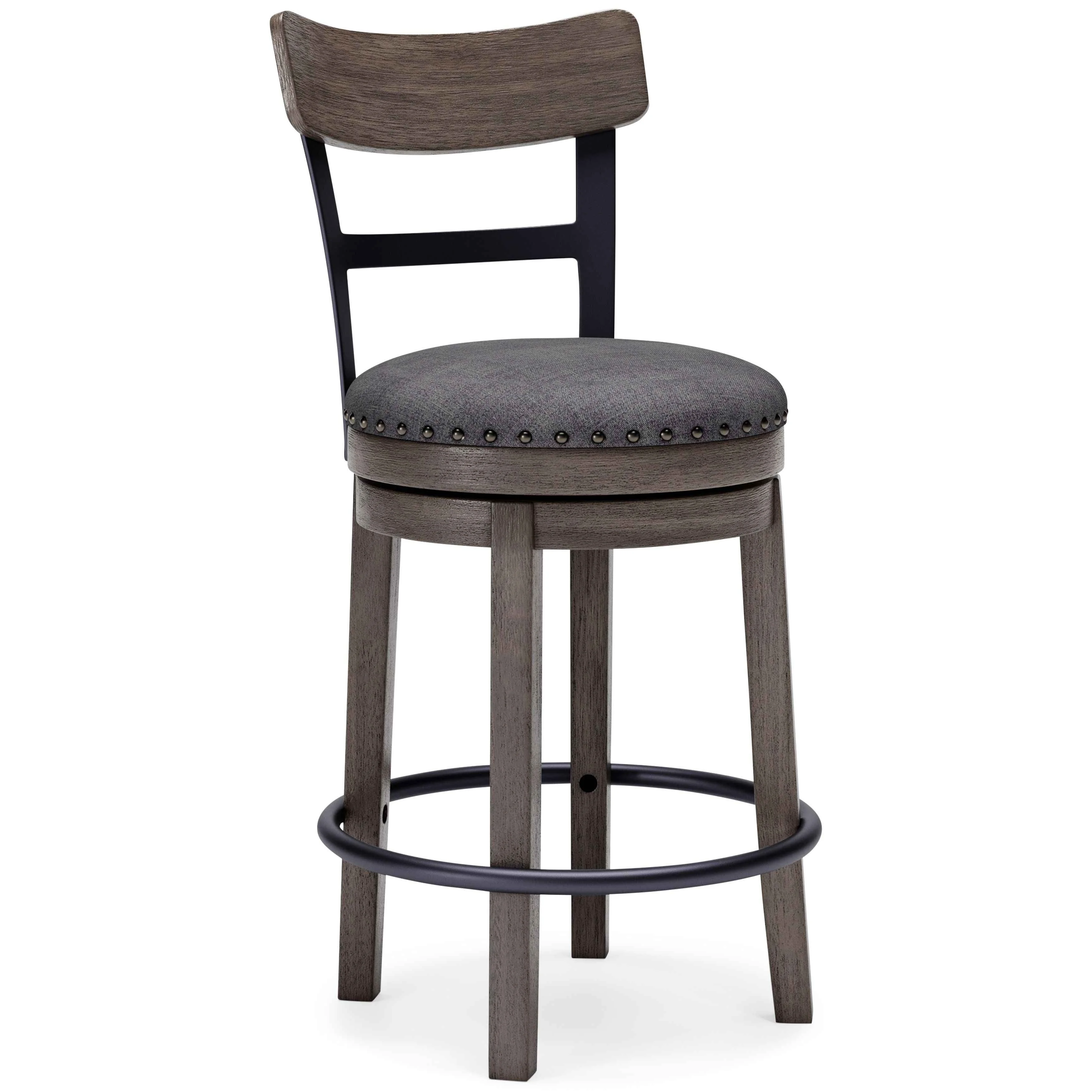 Expertly Made Caitbrook - UPH Swivel Barstool - Gray Natural