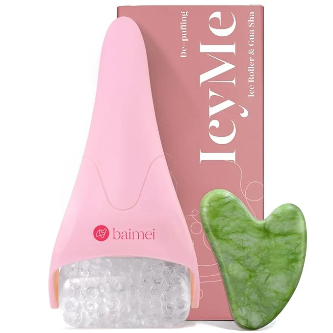 Verified BAIMEI IcyMe Ice Roller for Face and Gua Sha Facial Tool Set Ice Face Roller Practical