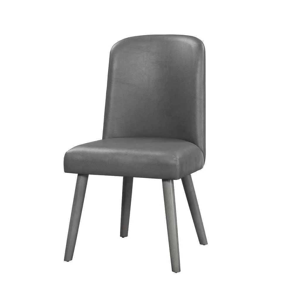 Eco-Friendly Waylon - Side Chair Set of 2 - Gray Synthetic Leather amp Gray Oak Green