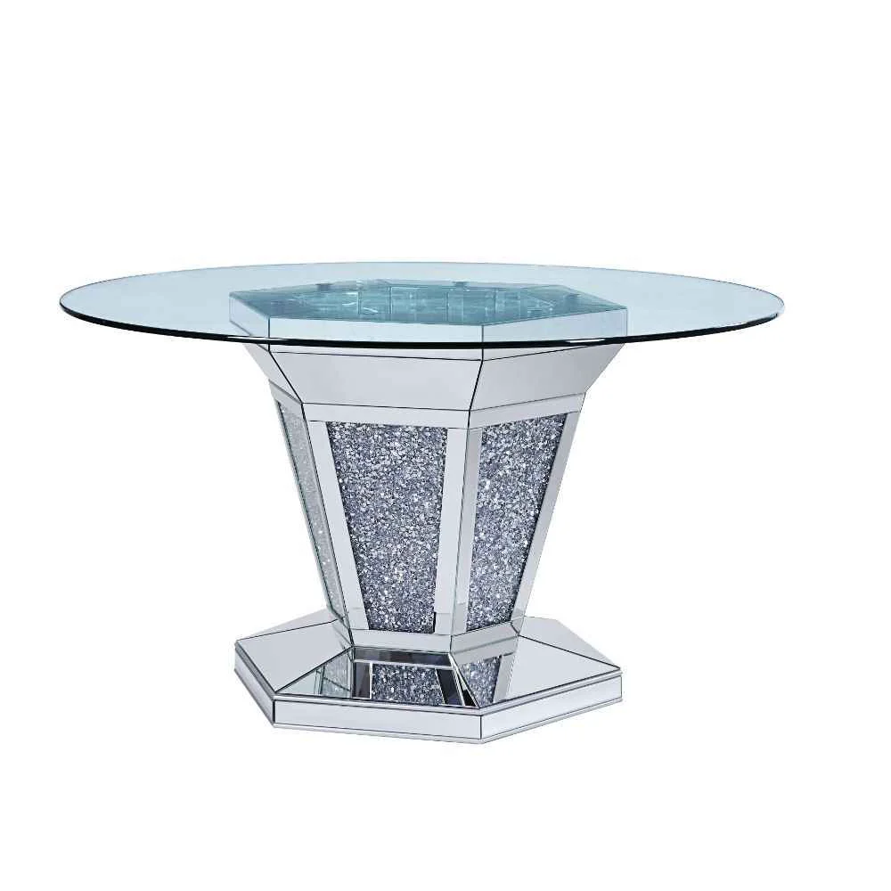Excellent Noralie - Dining Table - Mirrored Faux Diamonds amp Clear Glass Top Crafted