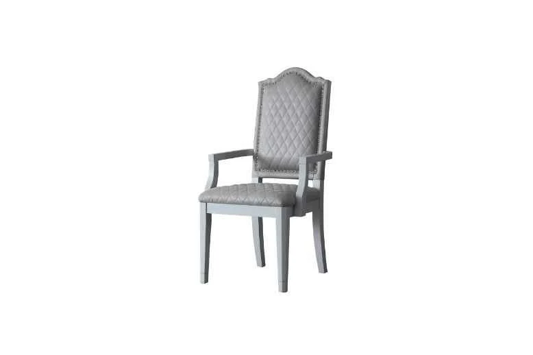 Official House Marchese - Arm Chair Set of 2 - Two Tone Gray Fabric amp Pearl Gray Responsible
