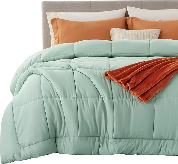 Refined Bedsure Comforter Duvet Insert - Quilted Comforters Cal King Size All Season Duvet GentleSoft Down Bedding with 8 Tabs Gifts for Women Men Sage Green California King 96 X 102 Inches Genuine