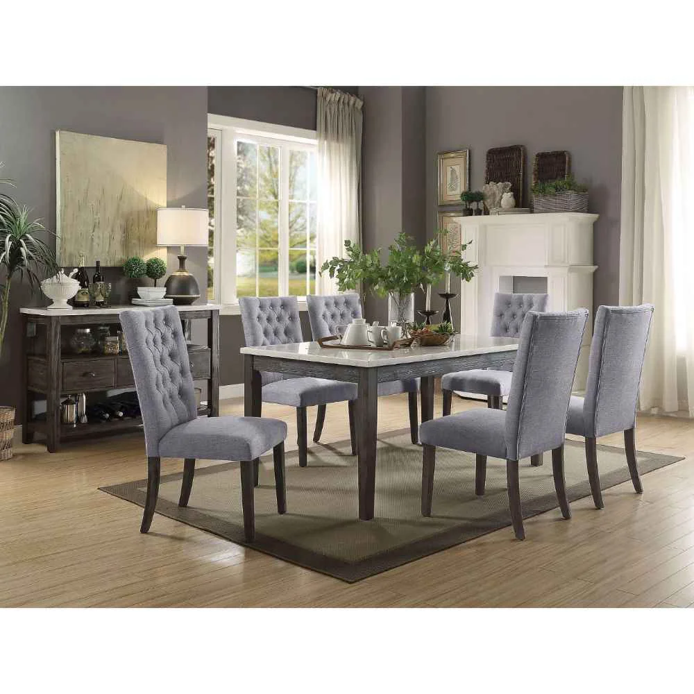 Genuine Merel - Dining Table - White Marble Top amp Gray Oak Clean