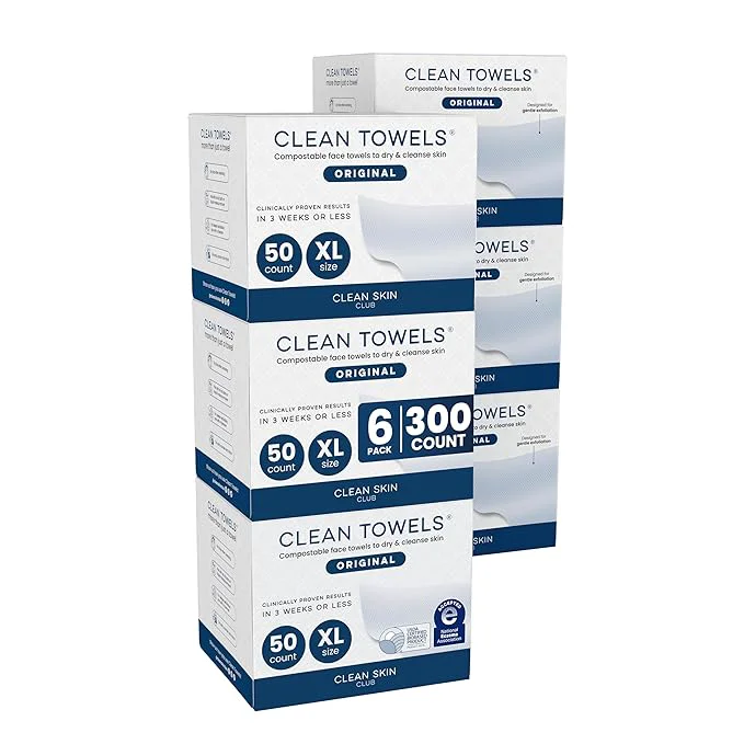 High-End Clean Skin Club Clean Towels XL® USDA Biobased Face Towel Disposable Fashionable