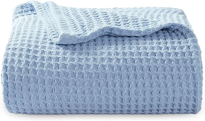 Functional Bedsure Gentlesoft Cotton Blanket Twin XL Size for College Dorm - Cooling Breathable and Soft for Spring Summer Waffle Weave Twin Blanket for Bed Dorm Room Essentials Sky Blue 66x90 inches Exceptional