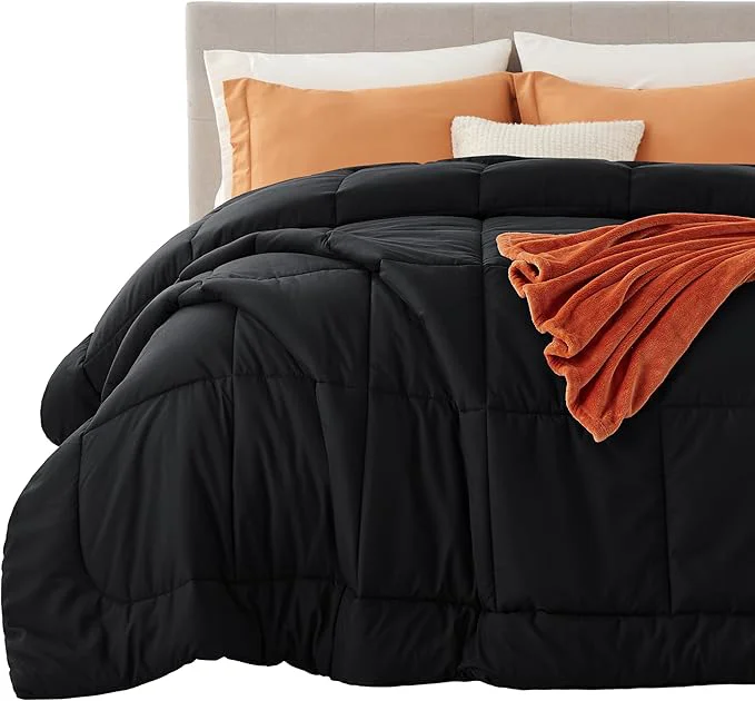 Stylish Bedsure Comforter Duvet Insert - Quilted Comforters King Size All Season Duvet GentleSoft Down Bedding with 8 Tabs Gifts for Women Men Black King 90 x 102 Inches Responsible