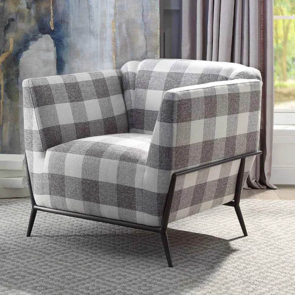 Optimized Niamey II - Accent Chair - Pattern Fabric amp Metal Frame Black Eco-Friendly