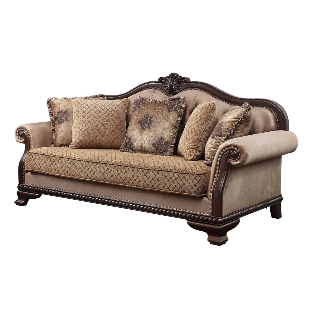 Smart Chateau De Ville - Sofa With 5 Pillows Same Lv01588 - Fabric amp Espresso Selected