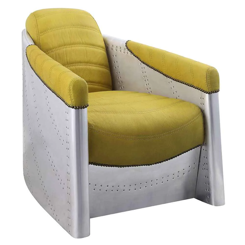 Organic Brancaster - Accent Chair - Yellow Top Grain Leather amp Aluminum Trendy