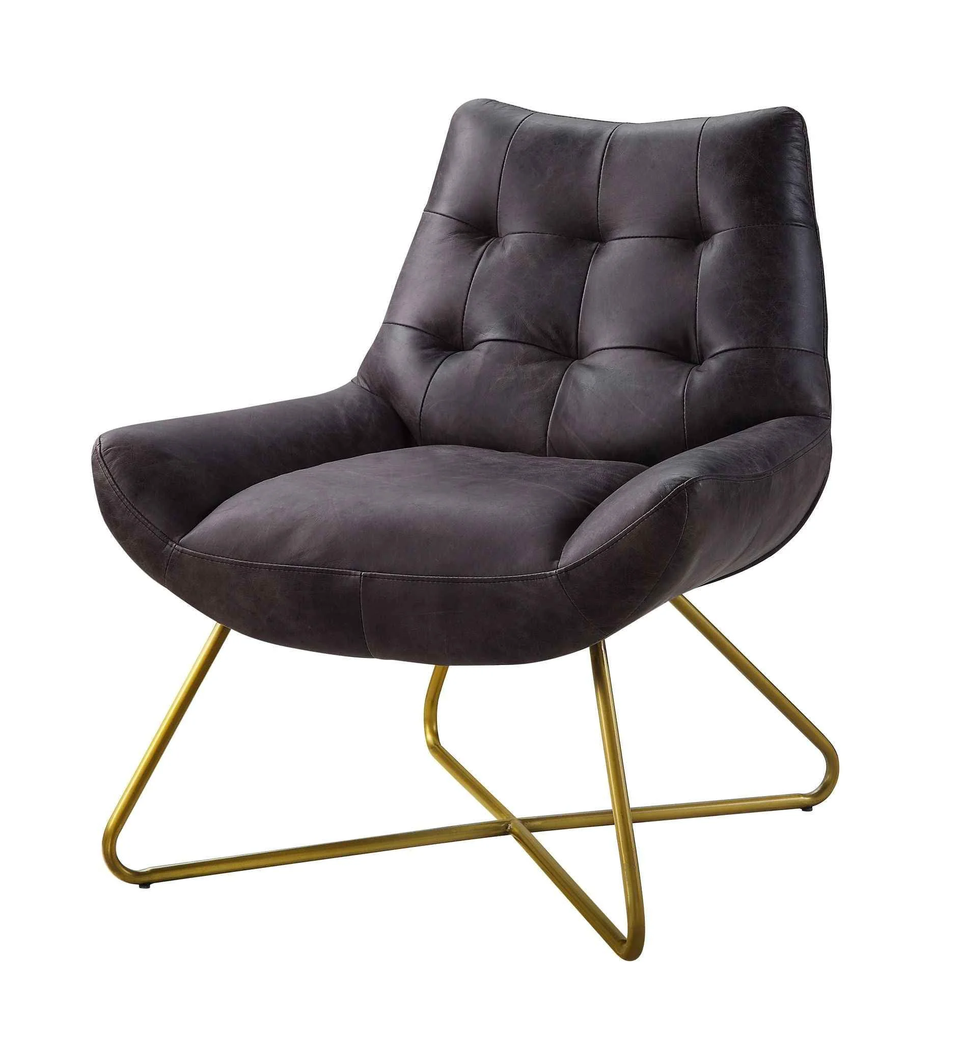 Classic Dhalsim - Accent Chair - Antique Ebony Top Grain Leather Dependable