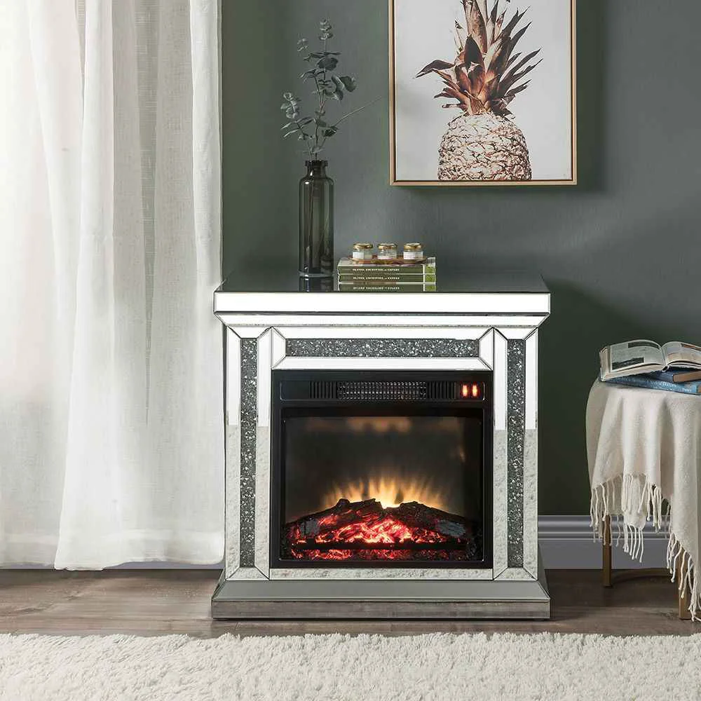 Convenient Noralie - 29 quot Fireplace - Mirrored amp Faux Diamonds Consistent