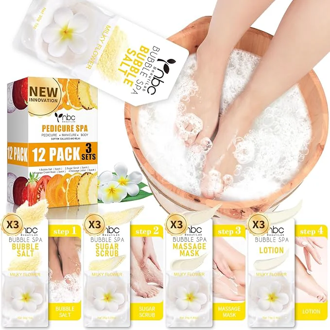 Crafted Pedicure Kit Foot Soak Set Bubble Salt Sugar Scrub Massage Mask Massage Superior