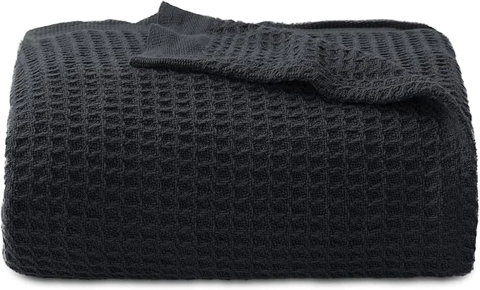 Flexible Bedsure Gentlesoft Cotton Blanket Twin XL Size for College Dorm - Cooling Breathable and Soft for Spring Summer Waffle Weave Twin Blanket for Bed Dorm Room Essentials Black 66x90 inches Excellent