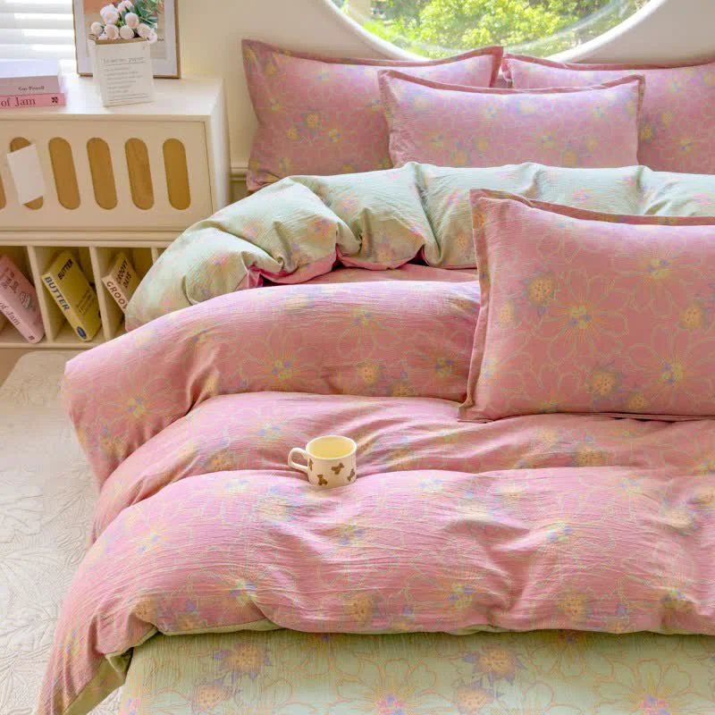 Reliable Ownkoti Pastel Floral Cotton Double Gauze Bedding 4PCS Original Design