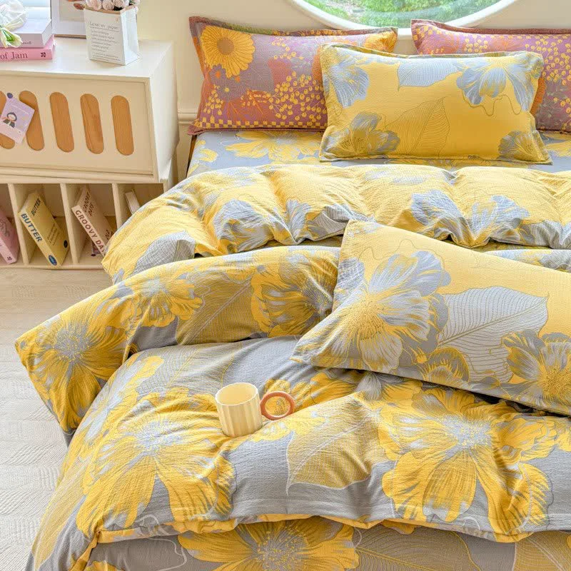 Trusted Ownkoti Floral Cotton Gauze 4-Piece Bedding Set Verified