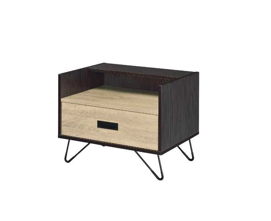 Contemporary Melkree - Accent Table - Oak amp Black Modern