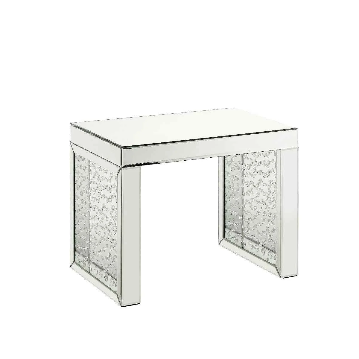 High-Performance Nysa - 20 quot Accent Table - Mirrored amp Faux Crystals Inlay Traditional