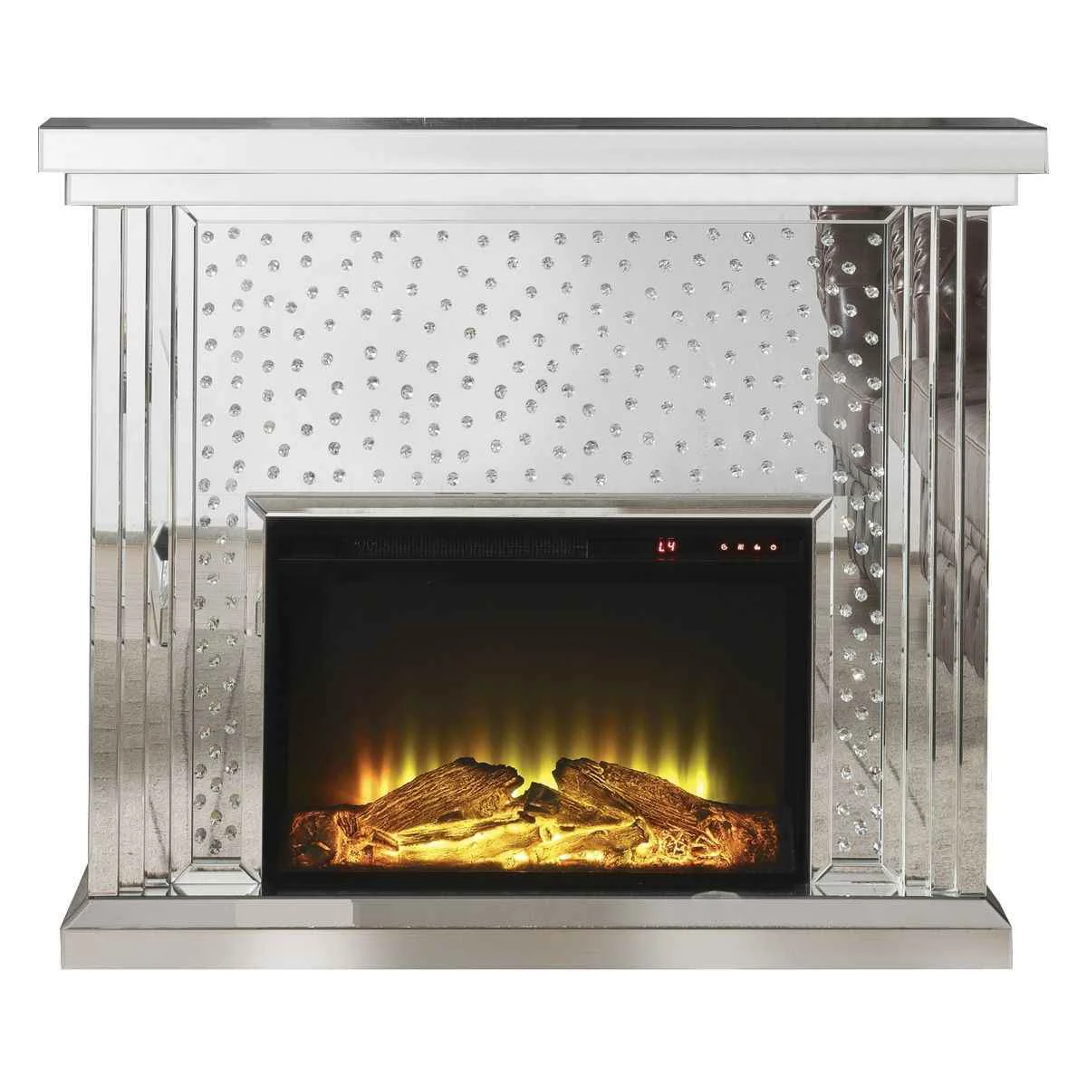 Enhanced Nysa - 40 quot Fireplace - Mirrored amp Faux Crystals Advanced