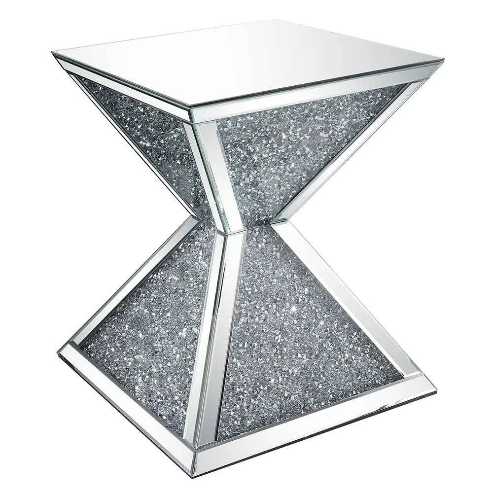 Exceptional Noralie - End Table With Faux Diamonds - Mirrored Lightweight