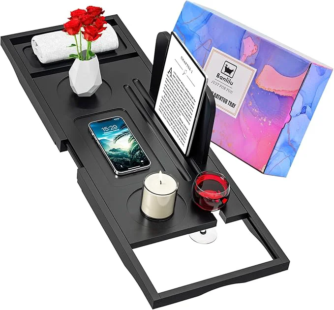 Clean Premium Bathtub Caddy Tray Black Proven