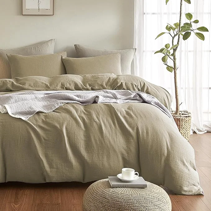 Versatile Muslin Duvet Cover Oversized King Size Washed Cotton Duvet Cover Set Ultra Soft Comforter Cover Linen Like 3 Pieces Minimalist Gauze Duvet Cover with 2 Pillowcases 98 quot x120 quot Oatmeal Expertly Made