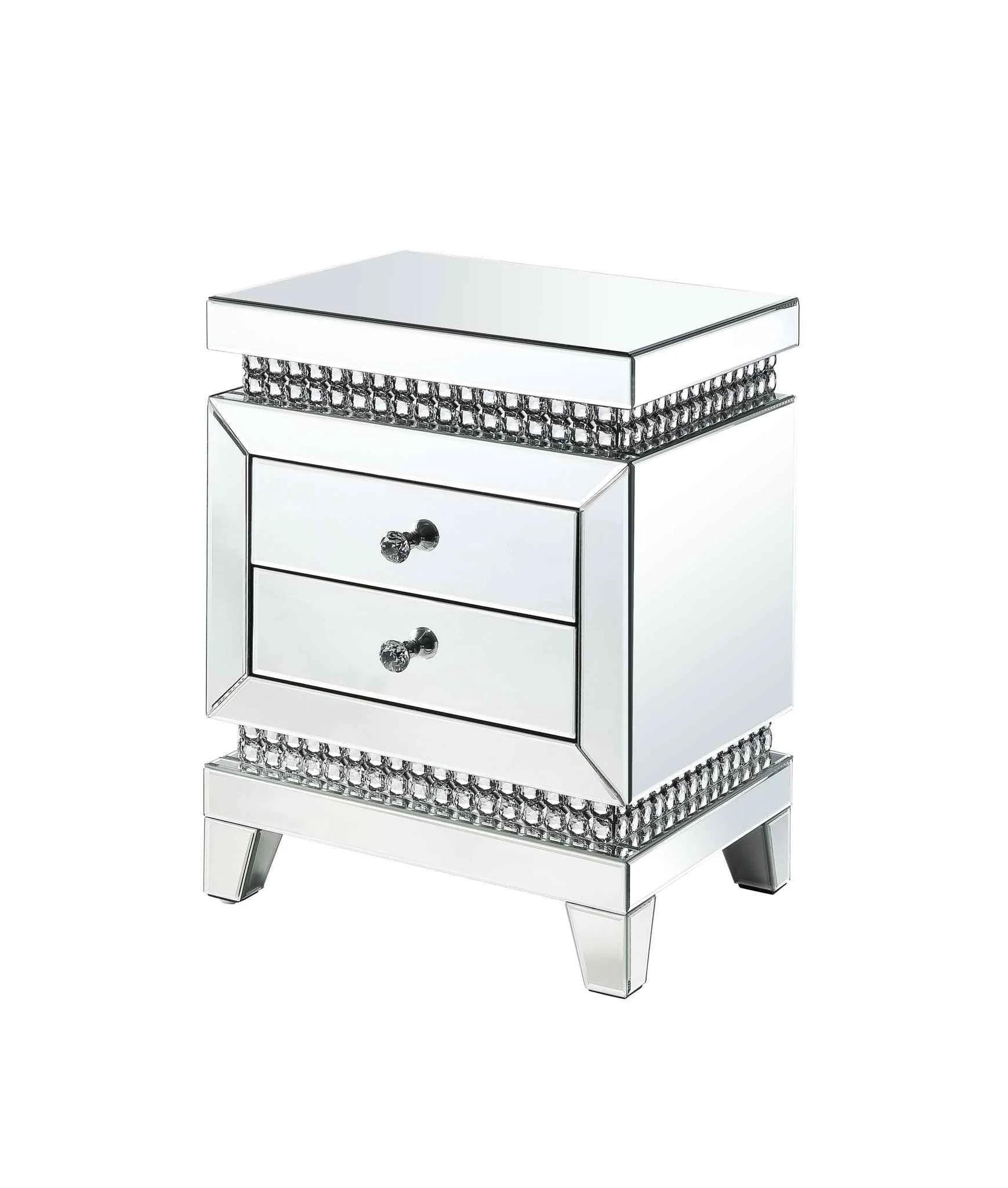 Certified Lotus - Accent Table - Mirrored amp Faux Ice Cube Crystals Durable