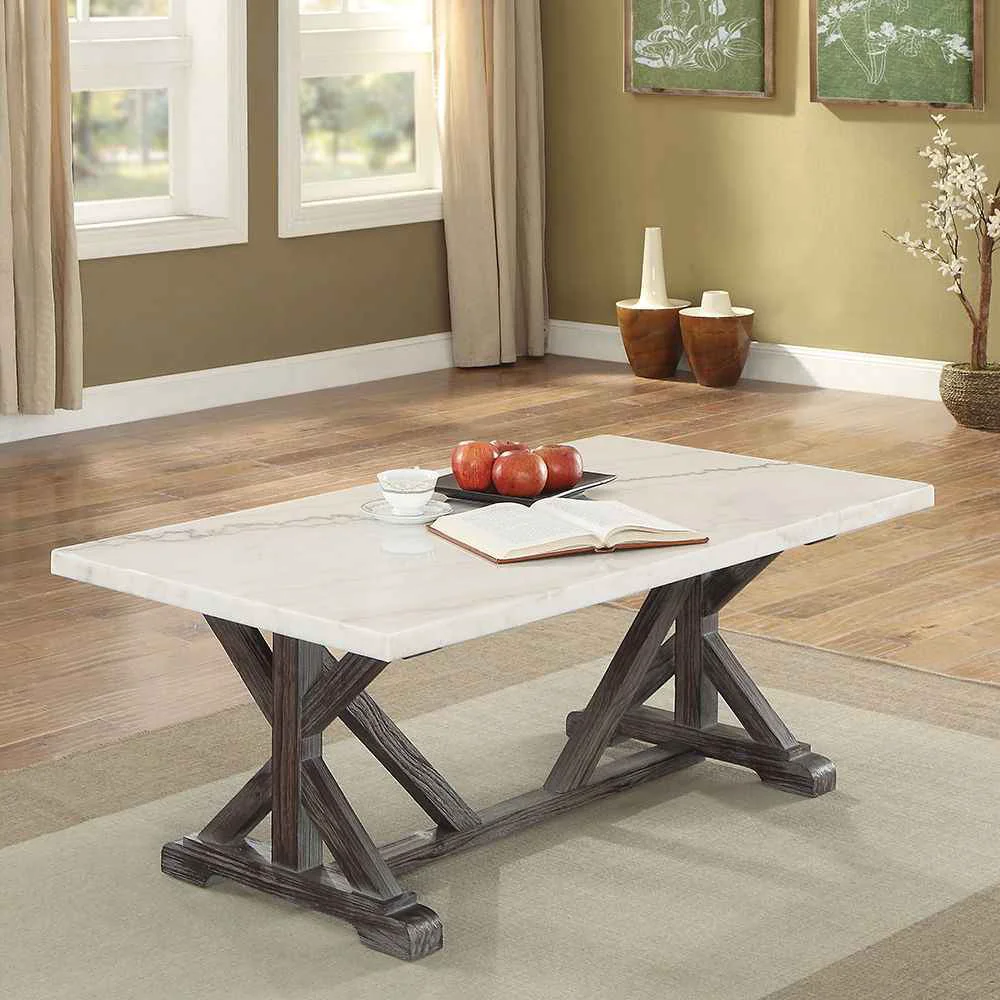 Convenient Romina - Coffee Table - White Marble Top amp Weathered Espresso First-Class