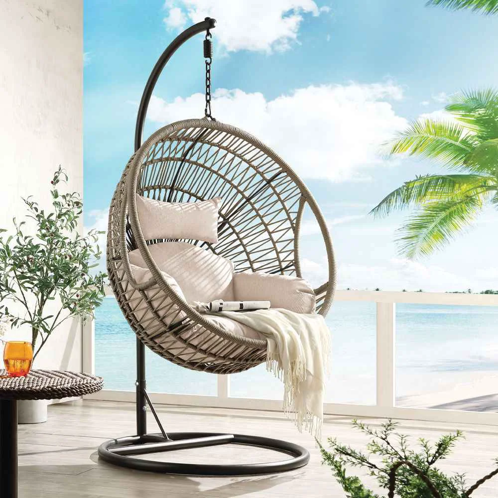 Innovative Vasant - Hanging Chair - Beige Fabric amp Rope Top-Quality