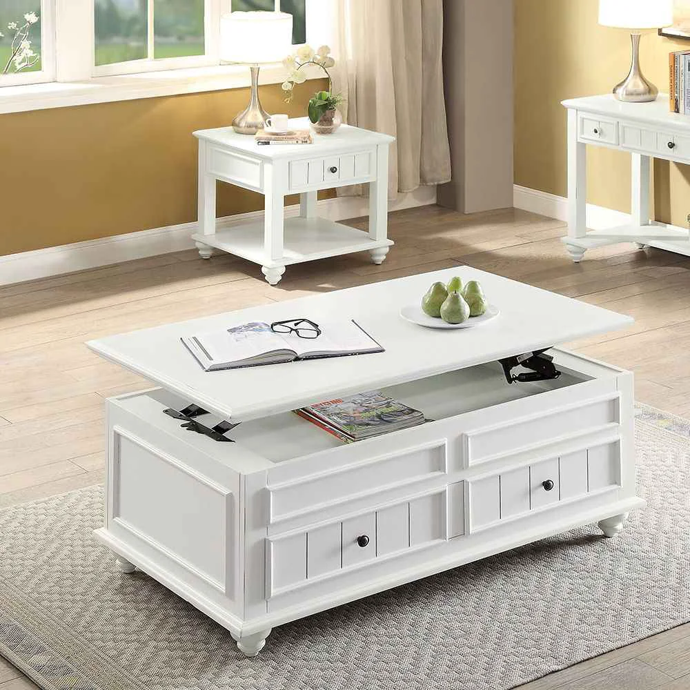 Powerful Natesa - Coffee Table With Lift Top - White Washed Reusable