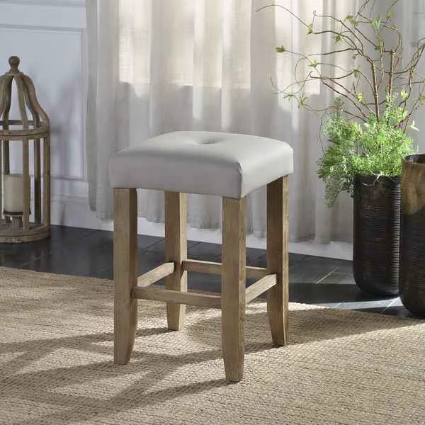 Elegant Charnell - Counter Height Stool Set of 2 - Gray Synthetic Leather amp Oak Fast