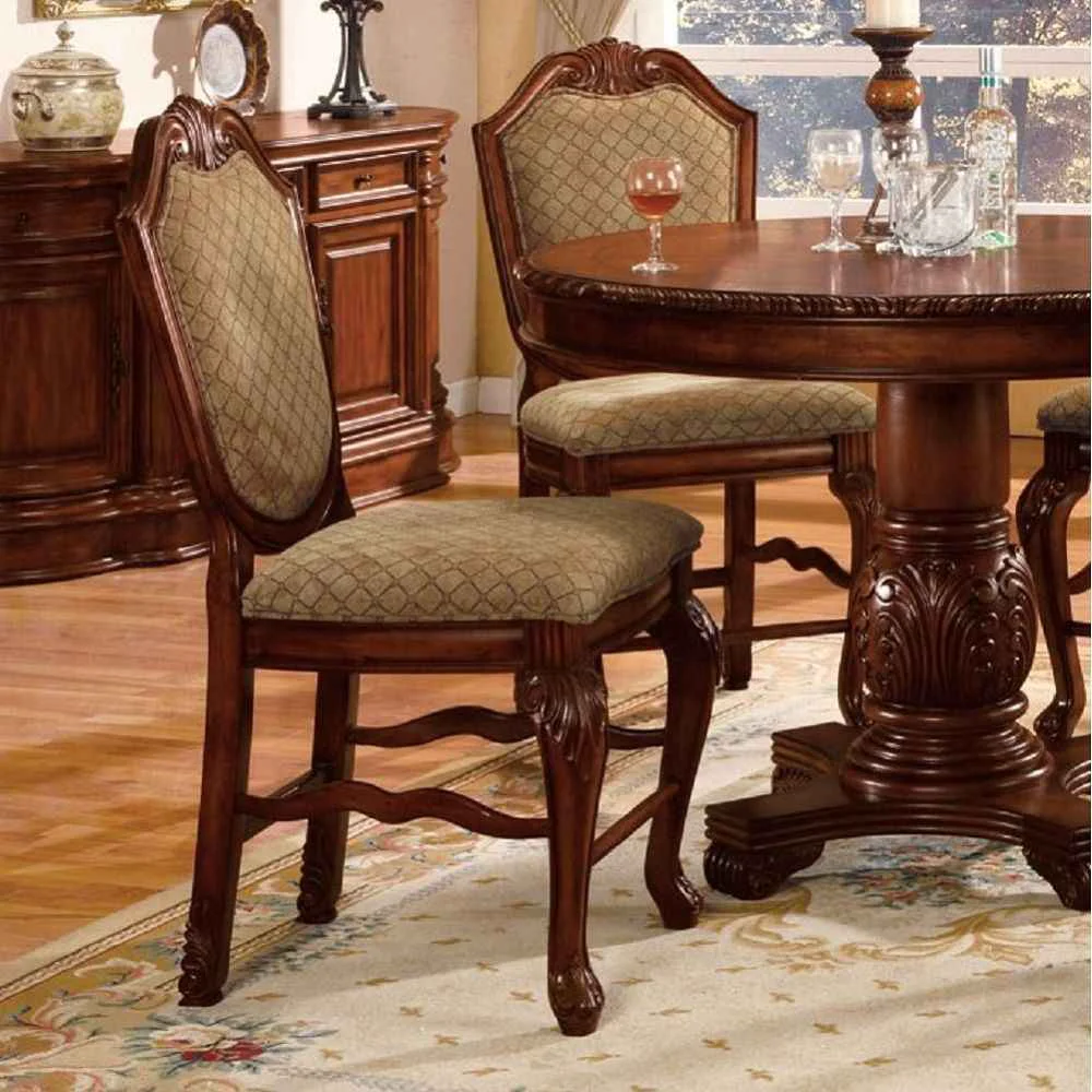 Advanced Chateau De Ville - Counter Height Chair Set of 2 - Fabric amp Cherry Fine Crafted