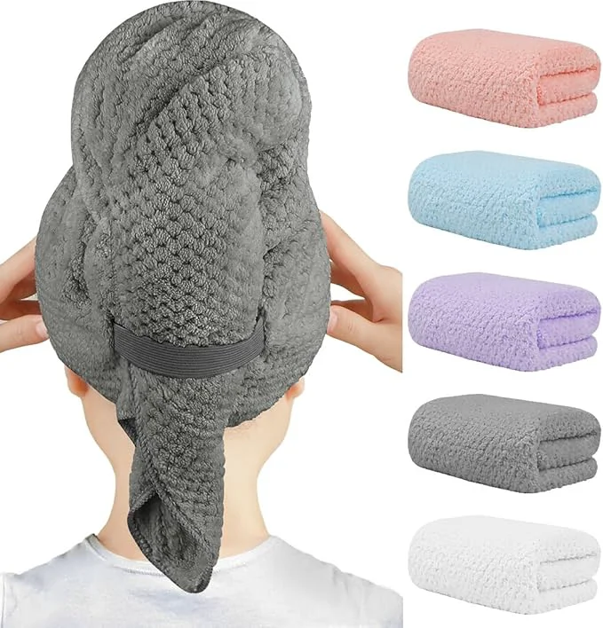Functional HOMEXCEL 5 Pack Microfiber Hair Towels Premium