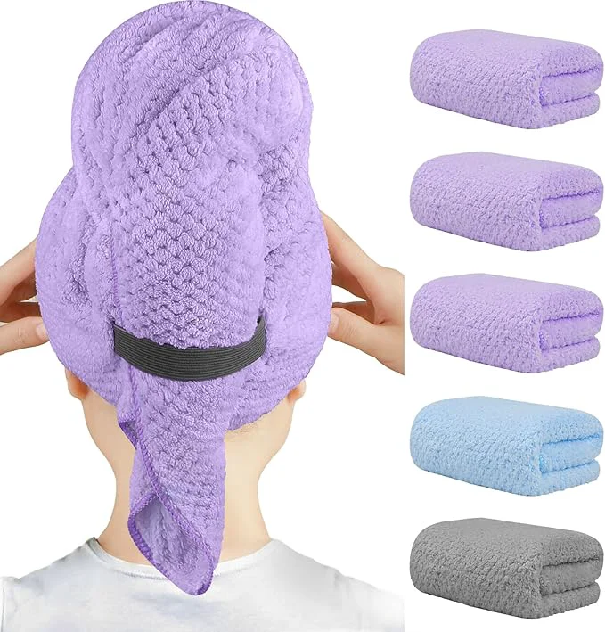 Luxury HOMEXCEL 5 Pack Microfiber Hair Towels Refined