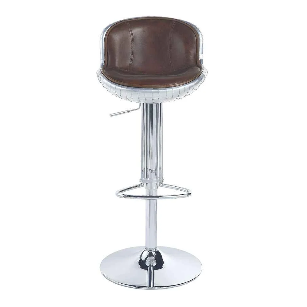 Innovative Brancaster - Adjustable Stool With Swivel - Vintage Brown Top Grain Leather amp Aluminum Comfortable