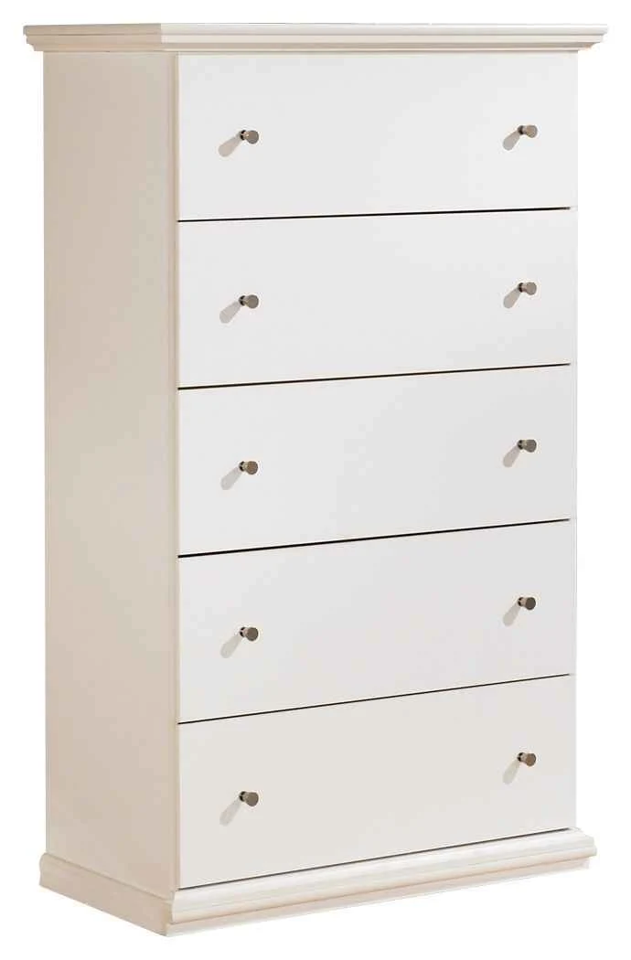 Sustainable Bostwick Shoals - Five Drawer Chest - White Smooth
