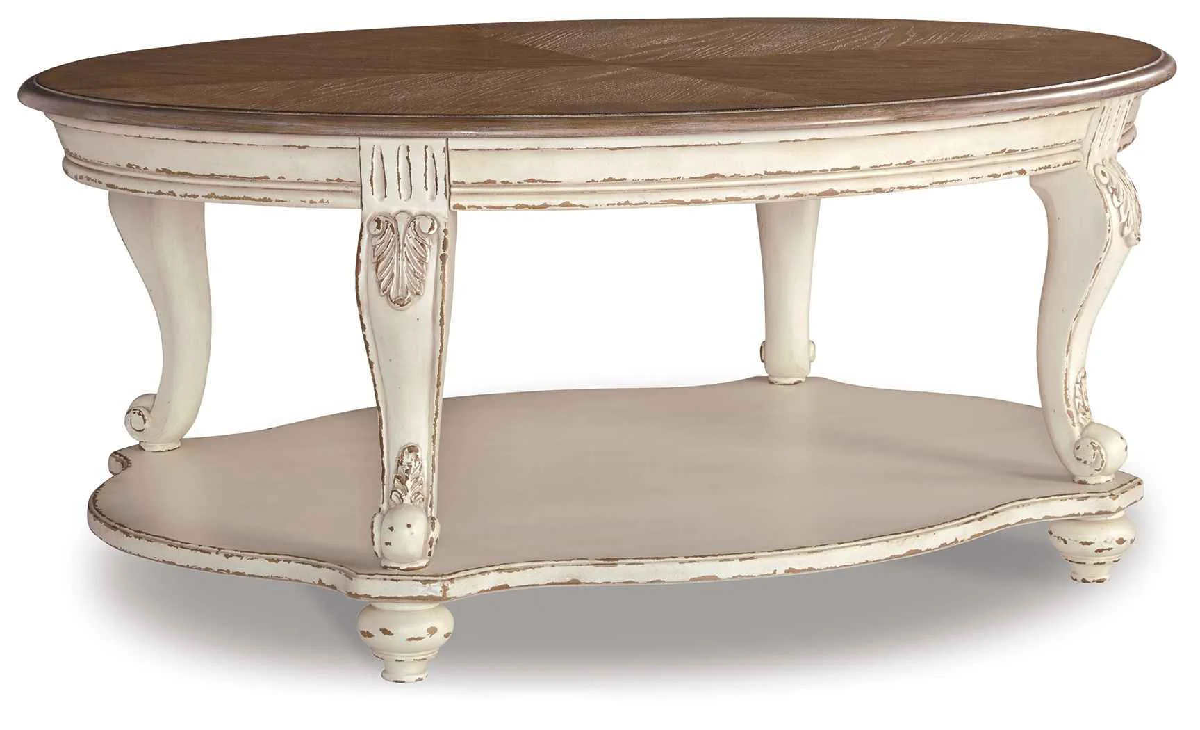 Crafted yn - Oval Cocktail Table - White Brown Comfortable