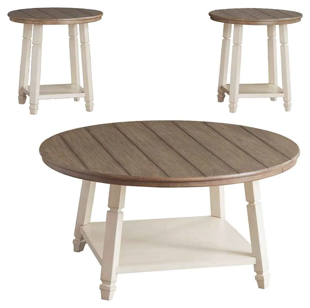 Long-Lasting Bolanbrook - Occasional Table Set Set of 3 - White Brown Beige Original Design