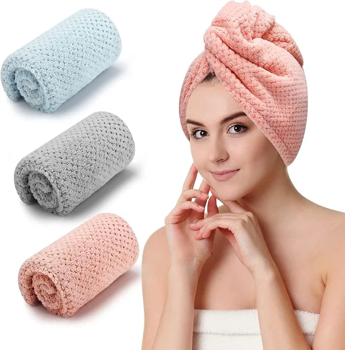 Eco-Friendly CZZXI 3 PCS Microfiber Hair Towel Hair Wraps Secure