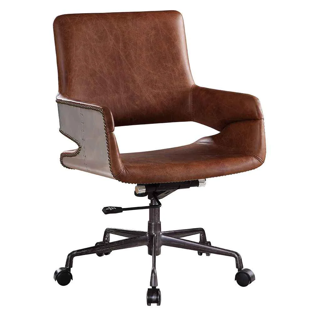 Reliable Kamau - Office Chair - Vintage Cocoa Top Grain Leather High-Performance