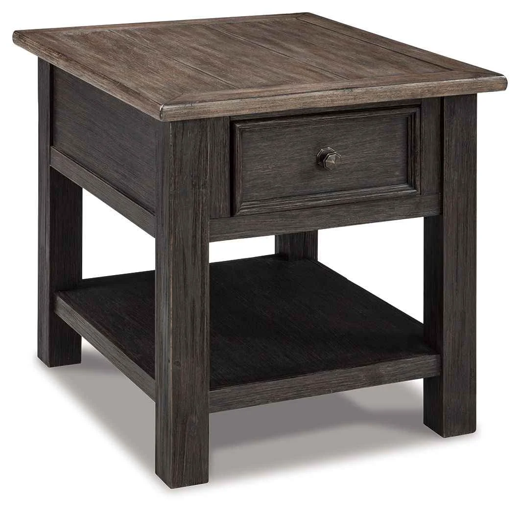 Lightweight Tyler Creek - Rectangular End Table - Grayish Brown Black Specialty