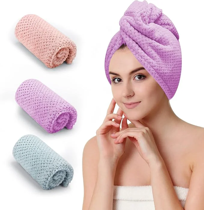 Green CZZXI 3 PCS Microfiber Hair Towel Hair Wraps Minimalist