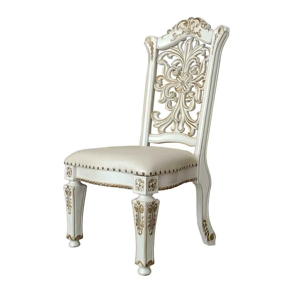 User-Friendly Vendome - 48 quot Side Chair Set of 2 - Synthetic Leather amp Antique Pearl Powerful