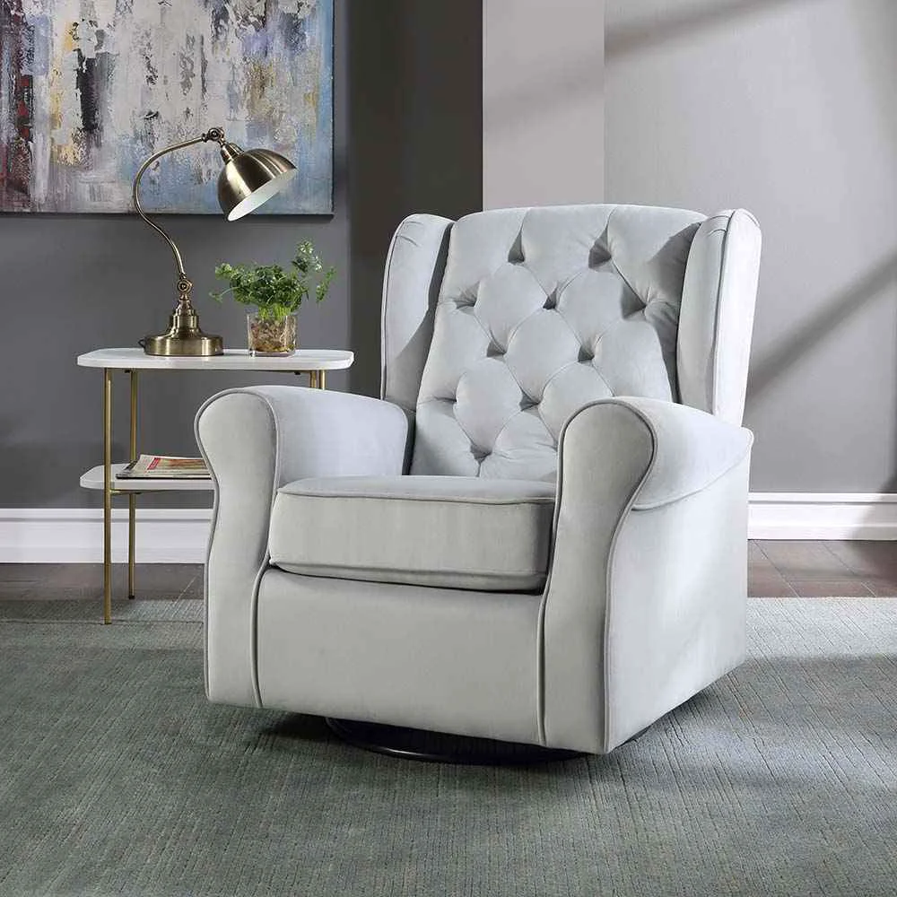 Superior Zeger - Swivel Chair With Glider - Gray Fabric Versatile