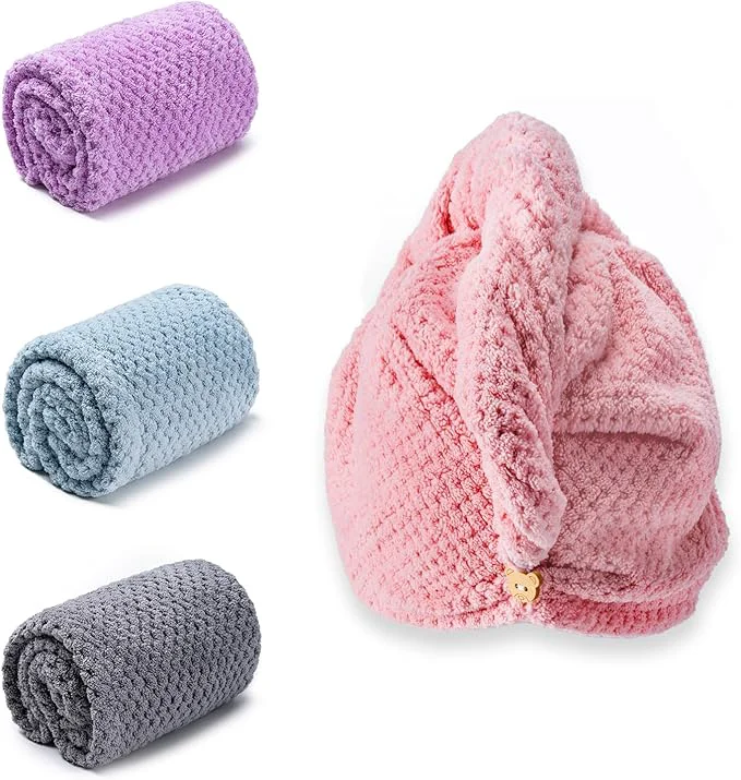 Versatile Amrules Hair Towel Wrap 4 Packs 9.8 x 25.6 Inch Towel Turbans Smart