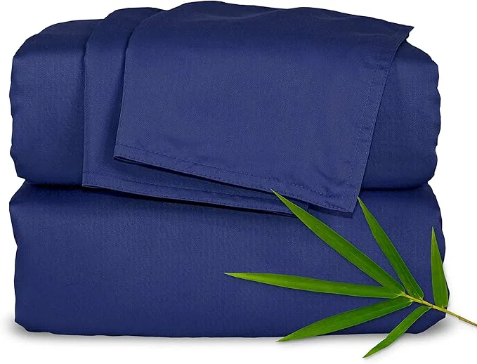 Next-Generation Pure Bamboo Queen Sheets Organic Viscose Derived from Bamboo Bed Sheet Set Luxuriously Soft amp Cooling Double Stitching 2 Year Quality Promise Queen Cobalt Blue Consistent