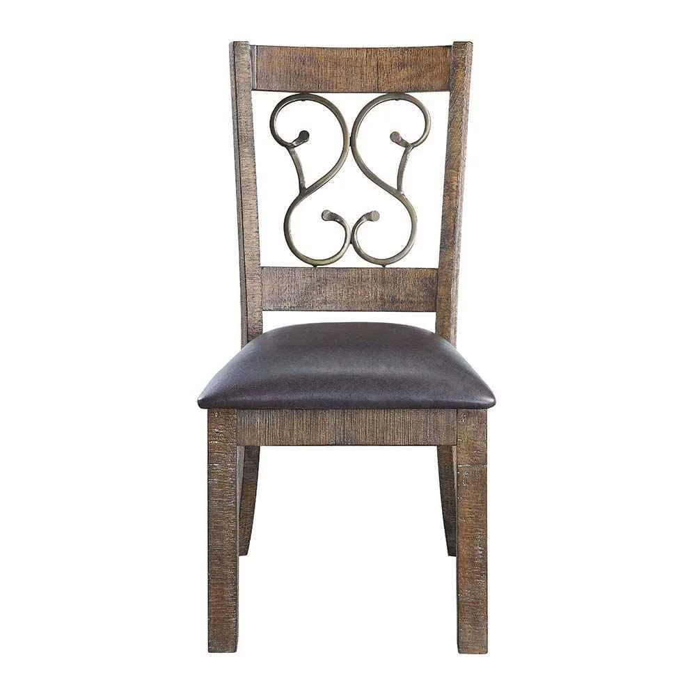 First-Class Raphaela - Side Chair Set of 2 - Black Synthetic Leather amp Weathered Cherry Stylish