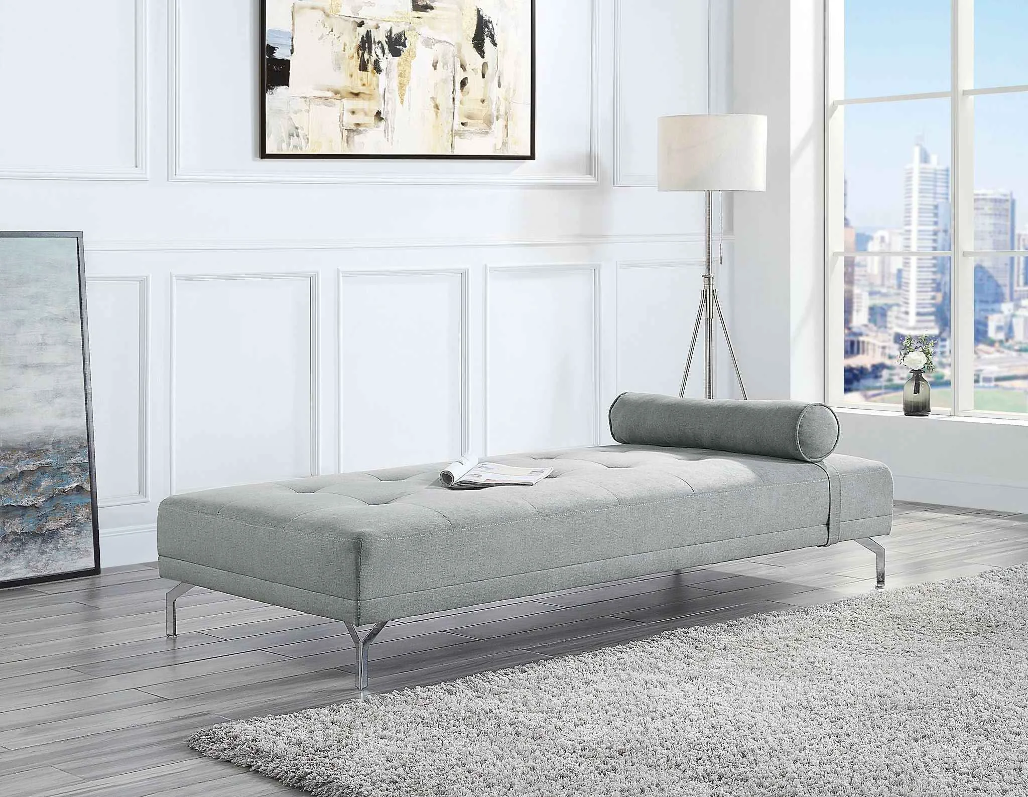 First-Class Quenti - Sofa Bed With Pillow - Gray Melange Velvet Smart