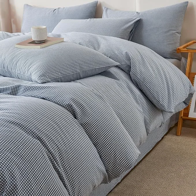 Reliable Blue Gingham Twin XL Duvet Cover Washed Cotton Plaid Twin XL Comforter Cover Farmhouse Boho Soft Breathable Duvet Cover Set with 2 Pillowcases Checkered Zipper Bedding Set Cute Duvet Protector Prestigious