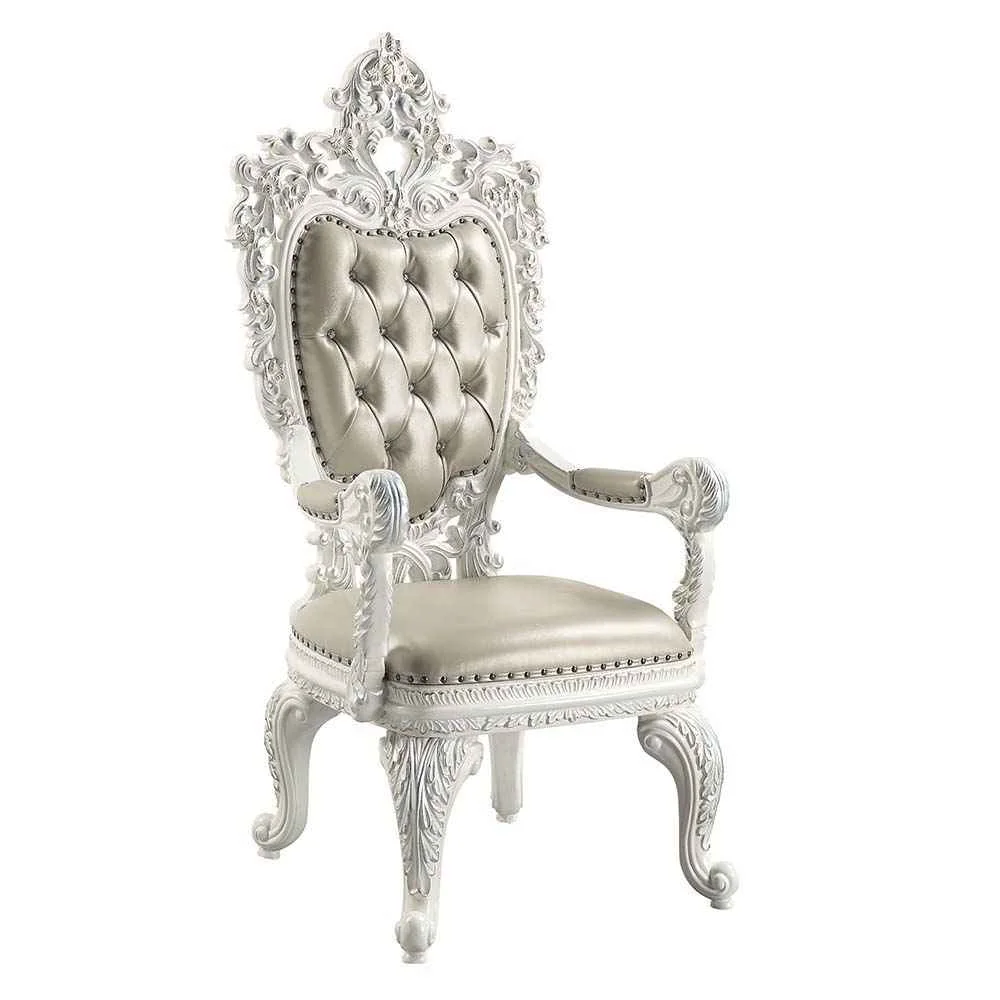 Lightweight Vanaheim - Arm Chair Set of 2 - Beige Synthetic Leather amp Antique White Efficient