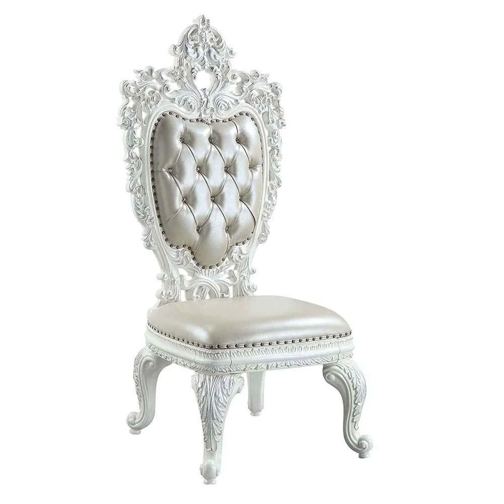 Long-Lasting Vanaheim - Side Chair Set of 2 - Beige Synthetic Leather amp Antique White Pure